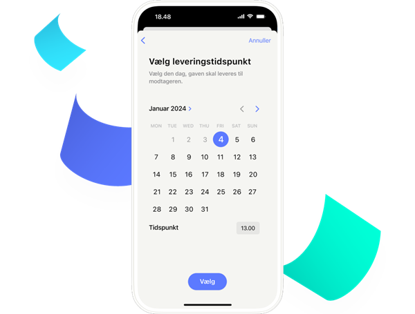 Billede der viser, at du kan tidsindstille en pengegave i MobilePay