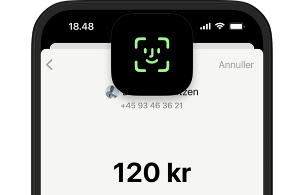 Billede af MobilePay-appen - scan med Face-ID