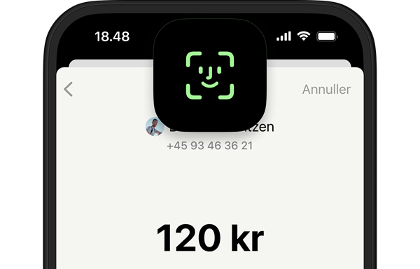Billede der viser at du kan logge ind med Face ID