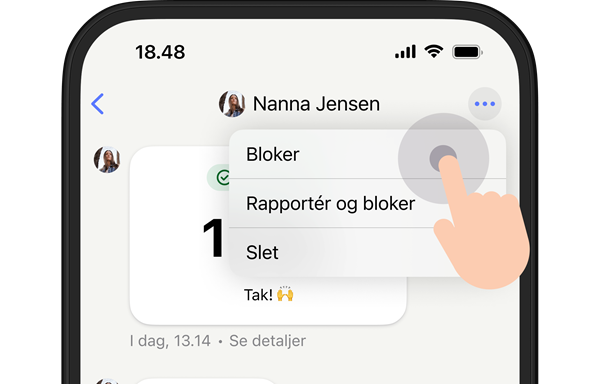 Billede der viser, at du kan blokere brugere i MobilePay