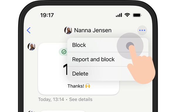 Picture that shows that you can block users in MobilePay
