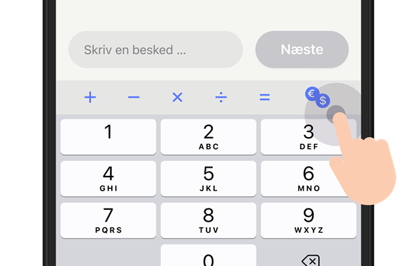 Billede der viser, at du kan udregne valuta i MobilePay