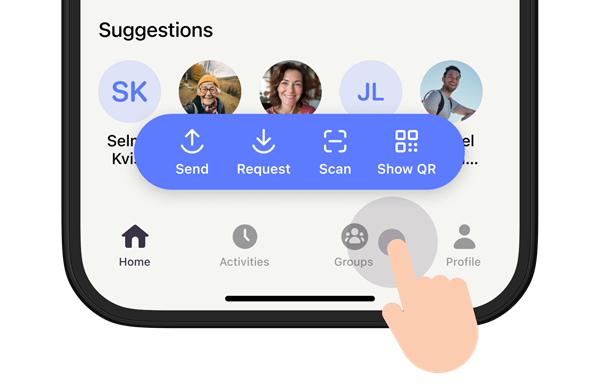 Picture that shows the groups tab in MobilePay