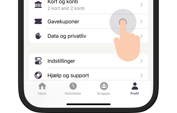 Billeder der viser 'gavekuponer' i MobilePay