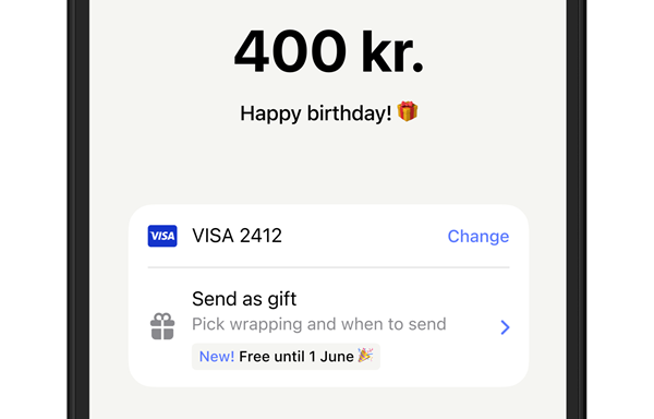 Picture that shows a moneygift in MobilePay