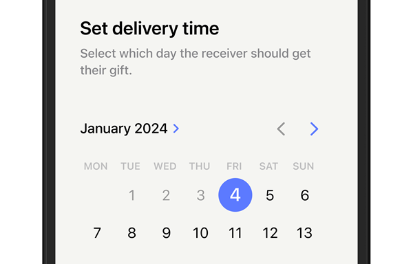 Picture that shows that you can schedule a gift
