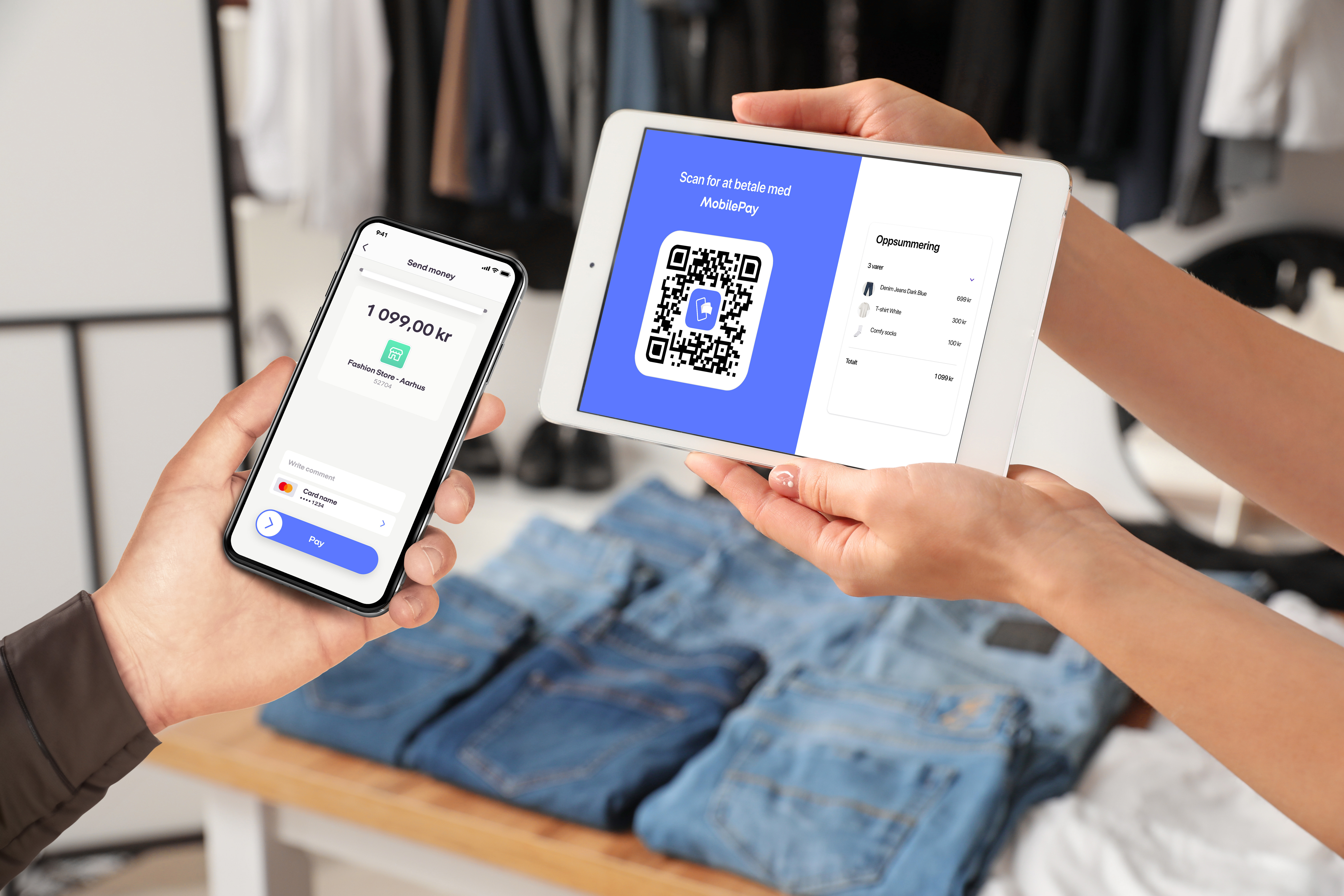 Payment with mobilepay to a tablet